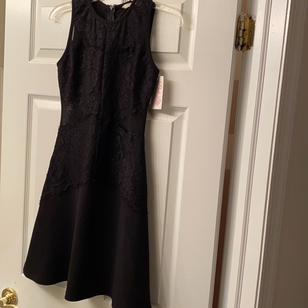 Black lace sheer cutouts short dress